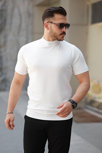 Aymood Men's Half Turtleneck Short Sleeve T-Shirt
