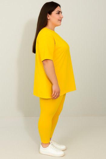 Koza Butik Women's Plus Size Short Sleeve Leggings Suit 8210-25