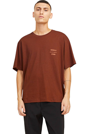 Jack & Jones Tricou JACK & JONES Γραμματοσειρά Austin - 12277896-Brandy