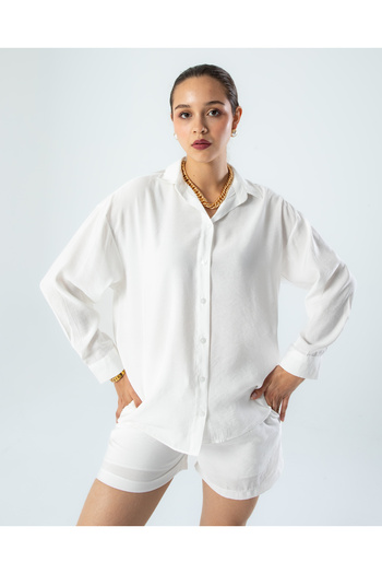 KIREK Women's White Shirt Shorts Set