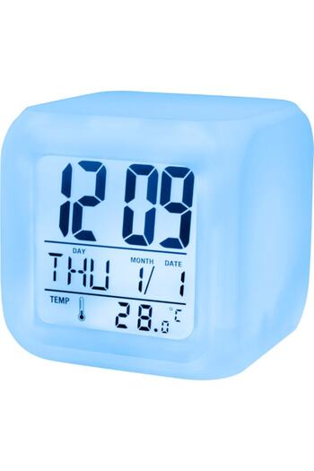 Bibilel Ceas deșteptător cu oră, dată, afișaj temperatură, lumină de noapte, Blue Ice, BBL2415