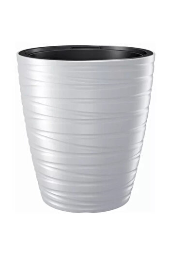 Prosperplast Ghiveci decorativ pentru flori, rotund, alb, 29,6 x 32,9 cm, labirint