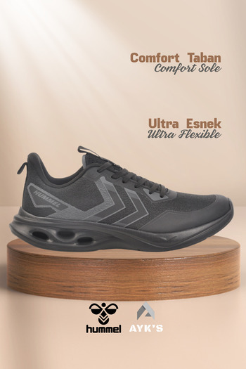 hummel Black-Black Men's Lightweight Flexible Comfortable Sole Sports Shoes 900791