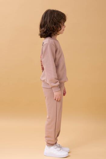 Perendi Boys' Seasonal Double Suit with Embroidery Print Detail - Soil