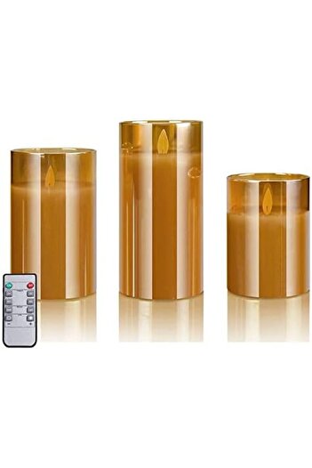 Generic LED Flameless Candles, 4" 5" 6", Flickering Flame Candle Set of 3, Glass Flameless Candles