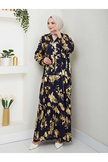 Moda Krash Oversize Viscosse Dress with Paper Print