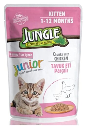 Jungle Pouch Kitten Junior Tavuklu Yavru Kedi Maması 100 gr