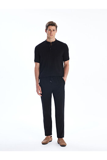 LC Waikiki Black Judge Collar Men's T-Shirt