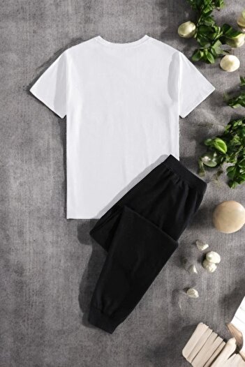 Trend Sizde Σετ αθλητικής φόρμας Unisex Λευκό Ciao με στάμπα στο επάνω και το κάτω μέρος