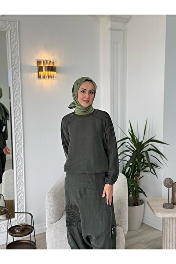 MissWhence Şalvarlı Tunik Takım Haki 37002