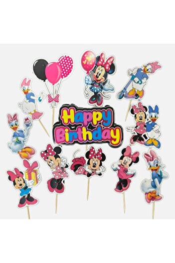 Minnie Mouse Set 12 Decoratiuni Tort Minnie Mouse si Daisy 3-15cm