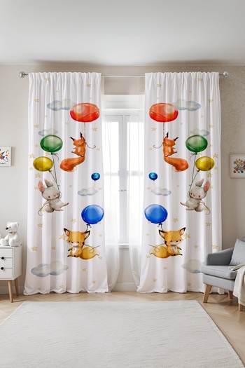 EVPANYA Colorful Balloon Flying Animals Patterned Children's Baby Room Background Curtain (Single Wing Pricing)