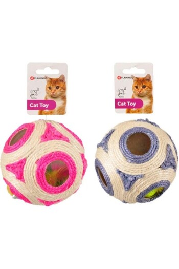 Flamingo Sisal Ball 11 cm Rattle + Catnip