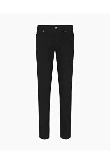 Emporio Armani Men's Denim Fabric Slim Fit Button Closure Black Pants with Pockets Em000121 Af19825-Mc002
