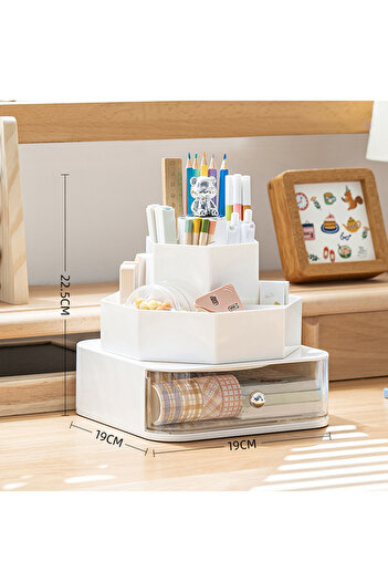 KidLe Pencil Pen Holder for Desk,8 Slots 360 Degree Rotating Desk Organizers,Desktop Storage Stationery