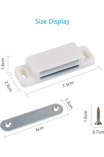 Chifoom Set of 4 magnetic cabinet locks Chifoom, ABS/metal, white/silver, 7.3 x 2.3 x 1.6 cm