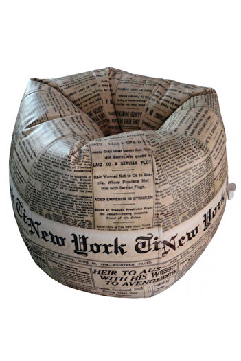fluffy New York Newspaper Bean Bag Chair - Modern and Comfortable Home Decor