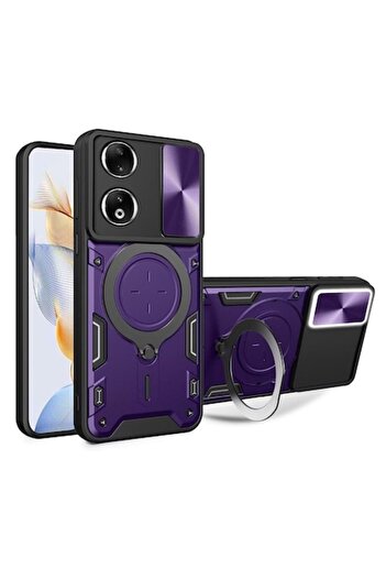 Techsuit Case for Honor X7b / X7b 5G / 90 SMART, CamGuard Pro, Q51, Stainless Steel, Purple