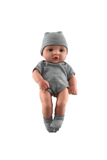 Mixbo Mini baby doll Mixbo, boy, mobile body, 20 cm, gray with white stripes