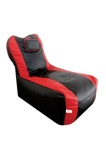 fluffy Black and red leather bean bag lounge chair - comfortable modern design