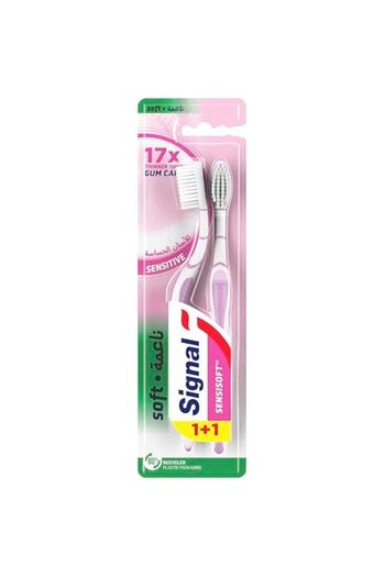 Signal Sensisoft Toothbrush, soft bristle for gum care, Sensitive, 4 layers of plaque removal yet ge