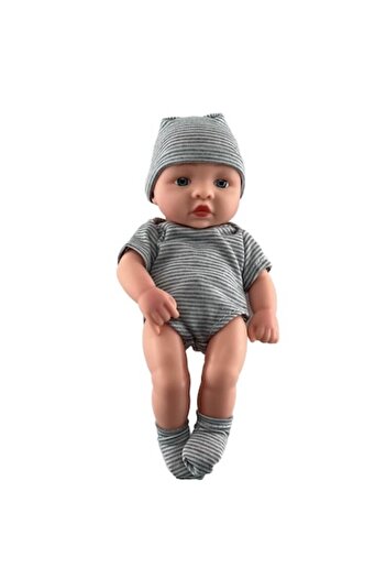 Mixbo Mini baby doll Mixbo, boy, mobile body, 20 cm, gray with white stripes