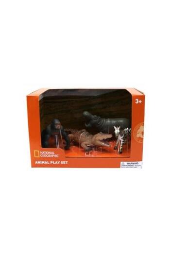 NATIONAL GEOGRAPHIC Set of 4 figurines - Gorilla, Crocodile, Zebra Cub and Hi