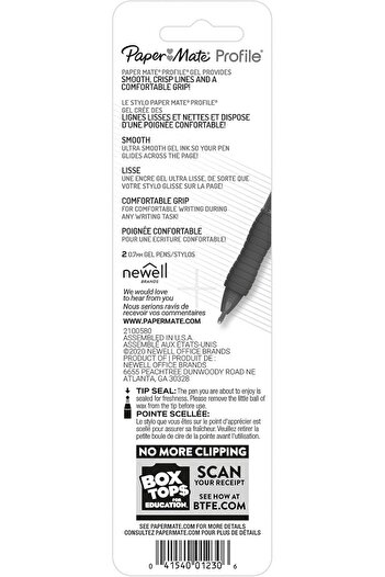 Newell Paper Mate Profile Retractable Gel Pens, 2 / Pack