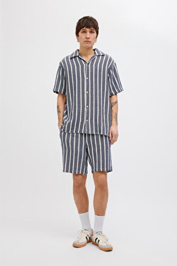 Jack & Jones Erkek Çizgi Desenli %100 Pamuk Sort - Aiden