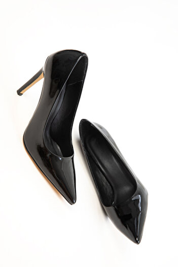 SOHO Black Patent Leather Women's Classic Heeled Shoes 20819