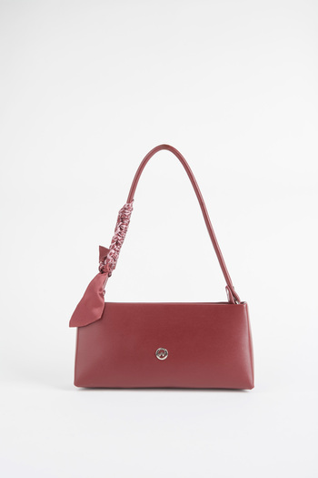 Vivaq Women's Elegant Burgundy Scarf Gift Faux Leather Baguette Zipper Closure Hand and Shoulder Bag