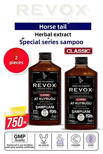Revox Ponytail Plant Extract Anti-Hair Loss, Fast Growth Effect Shampoo 750 ml X 2 Pcs