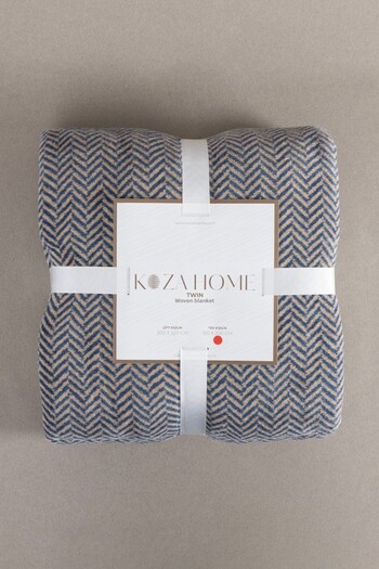 Koza Home Twin Blanket Soft Cotton Single Blanket Brown Blue 150 X 200 5017a