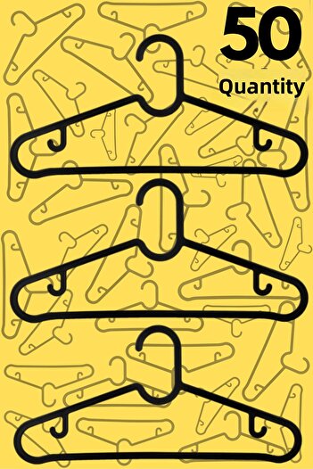 Çavdar Group Spruttig Black 50-Piece Clothes Hanger Plastic Hanger Clothes Trousers Skirt Hanger 50 Pieces Clothes Hanger