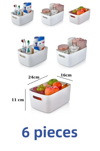 Mutfak Köşesi Freshbox 6 Pieces Closet Organizer Basket Decorative Storage Box Bathroom and Kitchen Organizer