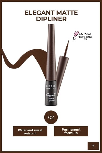 NOTE Elegant Matte Dipliner Waterproof Suya Dayanıklı - 02 Coffee Brown - Kahverengi