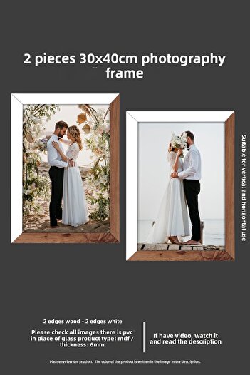yhfoto 2 Pieces 30X40 Mdf A3 Frame - Wooden-White 2 Color Photo Frame
