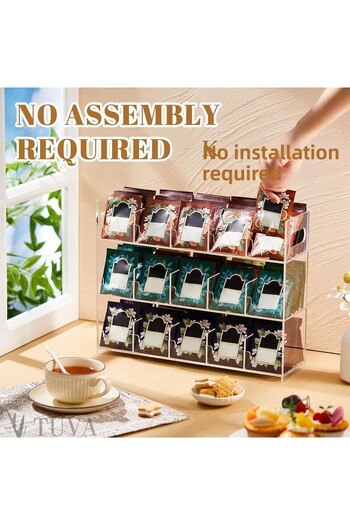 TUVA REKLAM Tuva - 3 Tier 15 Compartment Transparent Plexiglass Tea Bag Packed Product Stand |   Modern Organizer Organizer