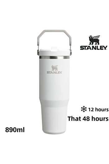 Stanley The Iceflow Flip Straw Thermos Cup with Straw 0.89 Lt Flask White