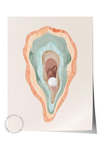 Postifull Watercolour Oyster Poster, Frameless Wall Poster, Vertical Wall Painting Comfort Series No: 108522