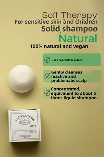 Rosece Soft Therapy Solid Shampoo Bar - Natural Without Sulfate and Salt for Sensitive Skin and Children 80 g