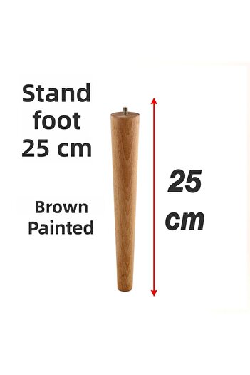 Badem10 25 cm Set of 4 Brown Painted Natural Wood Cylinder Coffee Table Pouf Table Legs