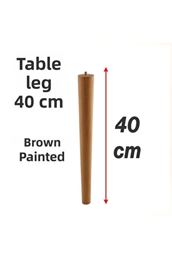 Badem10 40 cm 3-Piece (with Connection Apparatus) Brown Painted Natural Wooden Cylinder Coffee Table Pouf Table Leg Feet