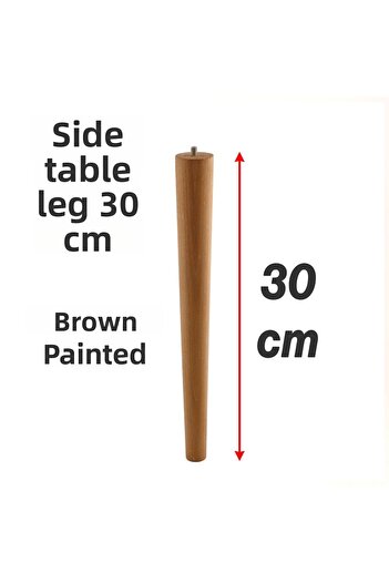 Badem10 30 cm 3-Piece (with Connection Apparatus) Brown Painted Natural Wooden Cylinder Coffee Table Pouf Table Leg Feet