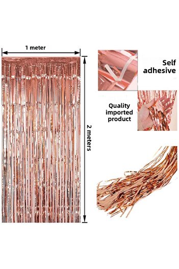 ReilaToys Krp Rose Gold Tassel Door Curtain - Party, Bachelorette, Birthday 1X2 m