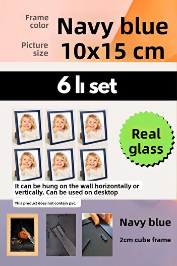 AtlasSG 20mm 6 Frame Glazed 10X15 cm 6Pcs Photo Picture Frame Standing or Wall Hanging Horizontal-Vertical