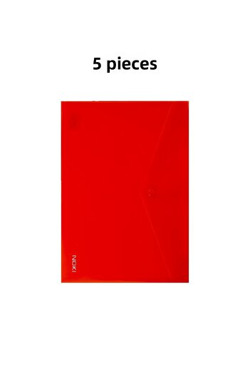 Noki A5 Snap File Document Envelope 5 Pieces Red