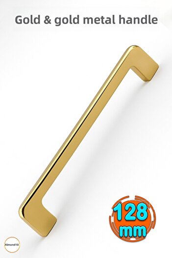 Badem10 Mâner din metal auriu auriu 128 mm - 12,8 cm Sertar de mobilier Dulap de bucătărie Mânere dulap Mâner