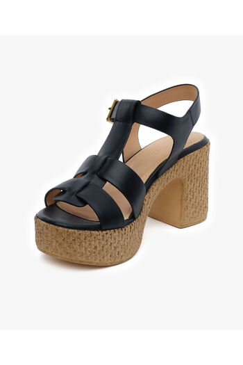 Greyder Women's Black Genuine Leather Heeled Sandals 5Y2Cs59243