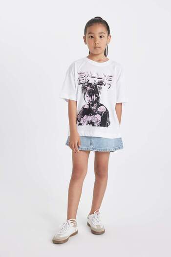 DeFacto Billie Eilish girl's T-shirt - Relax Fit, Crew Neck, κοντομάνικο C9429A824HS